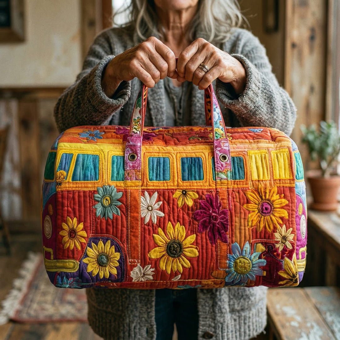 Resväska med quiltdesign – Färgglad Hippiebuss