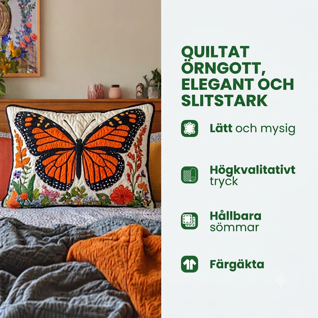 Smaragd Fjäril Blommor Kuddfodral